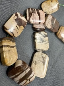 Brown Zebra Jasper Rectangle Beads, 17 Mm Rectangle, 10 Count, 8” Strand