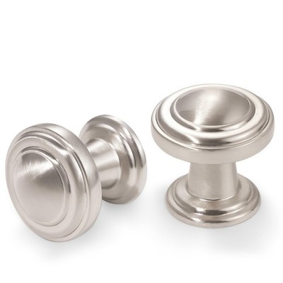 Brushed Satin Nickel Cabinet Knobs Round Zinc Alloy Silver Drawer 10 PCS