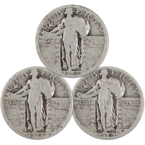 Standing Liberty Silver Quarter 3 Coin PDS All Mint Set Circulated