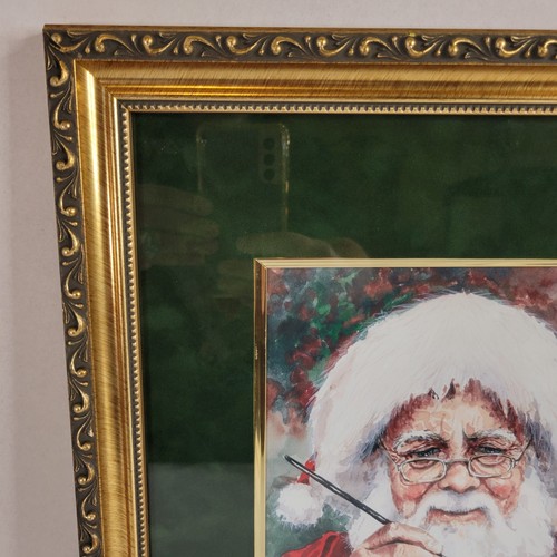 Larry Greer Künstler Weihnachtsmann gerahmtes Aquarell Kunst Bild signiert Nummer 9/75 - Bild 7 von 19