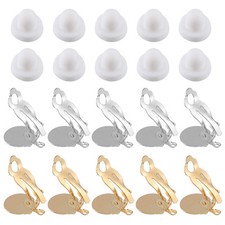 20Pcs Clip-on Earring Converter with Silicon Earring Pads White  Gold