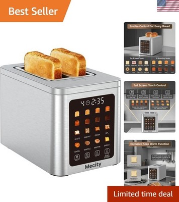 2 Slice Smart Touchscreen Toaster, Stainless Steel Wide Slot Toasters with Au...