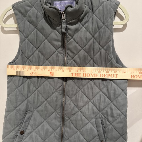 Laura Scott Women’s Gray QUILTED VEST Zip Up W Pockets Medium - Picture 6 of 7