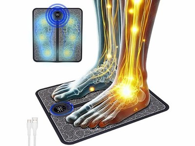 newgen medicals Akku EMS Fußmassagegerät 8 Modi 19 Intensitäten faltbar Matte