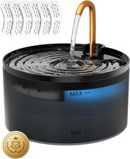 71oz Cat Water Fountain w/ LED Light  Brass Faucet Automatic Pet Dispenser