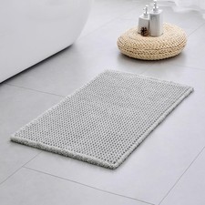 Waffle Bath Mat, 24x17 Absorbent Waffle Bathroom Rug, Grey