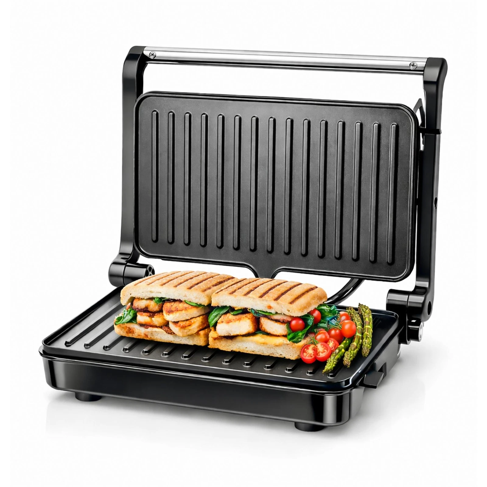 2 Slice Grill Panini Press Non Stick Teflon Plates Cool Touch Handle 1200W
Opens in a new window or