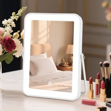 Rechargeable LED Vanity Mirror With Lights 10x7" Portable Travel Desk 3Color