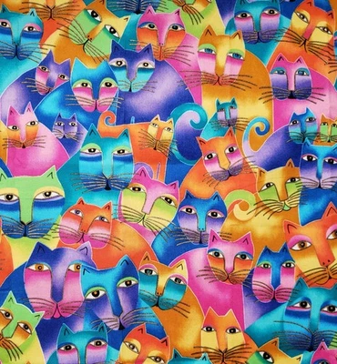 Rare Laurel Burch Fabric Felines & Canines Cat 19x21 Cotton Clothworks - Image 1 of 3