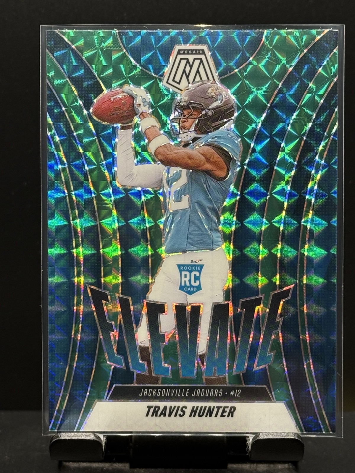 2025 Panini Mosaic - Elevate Travis Hunter #1 Green Mosaic Prizm (RC)