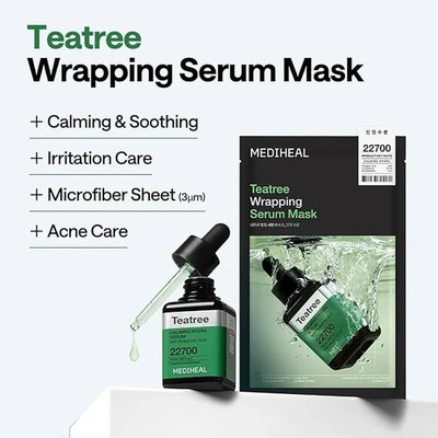 MEDIHEAL Tea Tree Wrapping Serum Mask Soothing Care 10 Sheets K-Beauty Face Mask