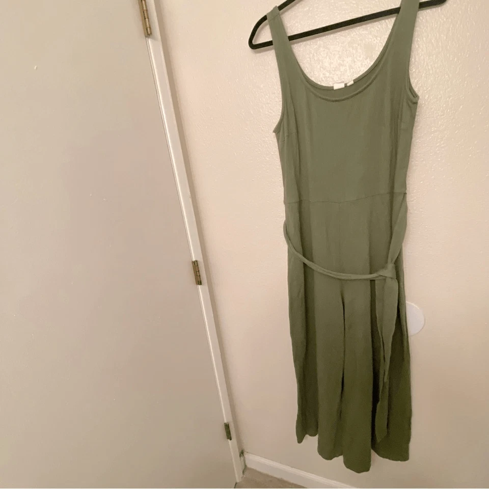 Gap Mezcla de Algodón Fácil Corbata Cinturón Pierna Ancha Tejido Mono Mameluco Verde Comodidad L Foto 2 de 4