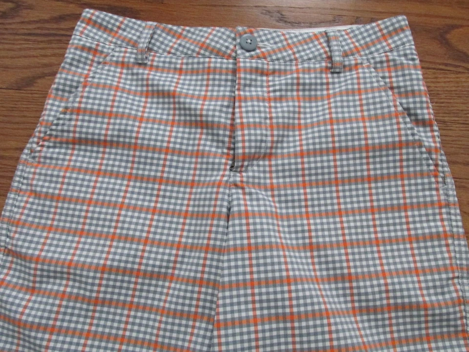 PUMA Golf Junior Boys Size M Orange+Gray+White Plaid Golf Shorts - Image 4 of 4