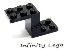 8 LEGO Black Bracket 2x5x2.3 with Holes & Bottom Stud Holder (28964 76766)