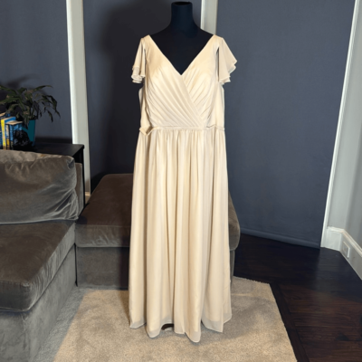Full Length V-Neck Chiffon Formal Dress Flutter Sleeve Corset Back Size  22W/24W | eBay