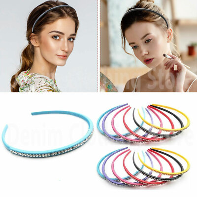 6 pcs Bling Bling 1 Rows Crystal Rhinestone Headband for Women Girls Thin Hair
