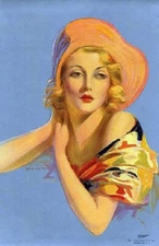 Girl in Sun Hat – Edward Mason Eggleston Illustration Art Print, Vintage Glamour