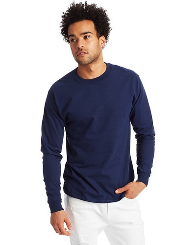Hanes 5186 Unisex Cotton/Polyester Long Sleeve Tee Crew Neck Beefy-T T-Shirt - Picture 80 of 121