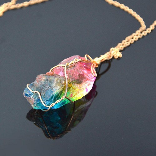 Rainbow Aura Quartz Crystal Pendulum 