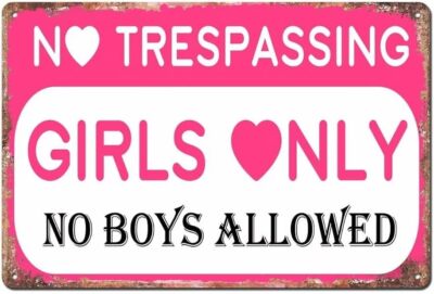 No Trespassing Girls Only Sign Pink Room Decor for Bedroom Door or Wall Girls On