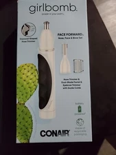 Conair Girlbomb Nose Trimmer Dual Blade Facial Eyebrow Guide Comb Battery Power