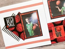Premade Basketball Scrapbook Pages, 12 by 12 Basketball Scrapbook Layout
