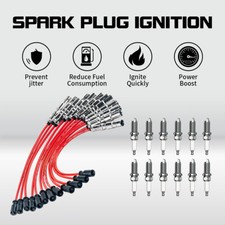 1121500218 12 Spark Plug + Wire for Mercedes Benz C-Class E-Class ML SLK 320 350