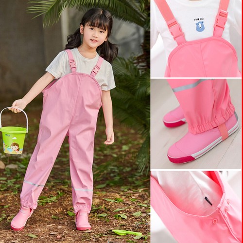 Waterproof Dungarees Trousers Rain Gear Childrens Toddler Kids Raingear Baby UK - Picture 11 of 25
