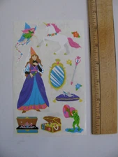 Mrs. Grossman's Stickers PRINCESS Treasure Mirror Frog 1 Sheet 4" X 6.5" NOS