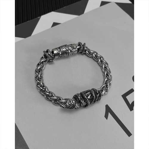 8mm Mens Hip Hop 20CM Stainless Steel Magnetic Buckle Snake Link Bracelet - Picture 7 of 10