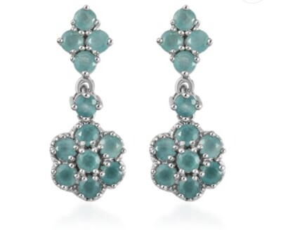 Grandidierite Floral Dangle Earrings In Platinum Over Sterling Silver 3.10ctw