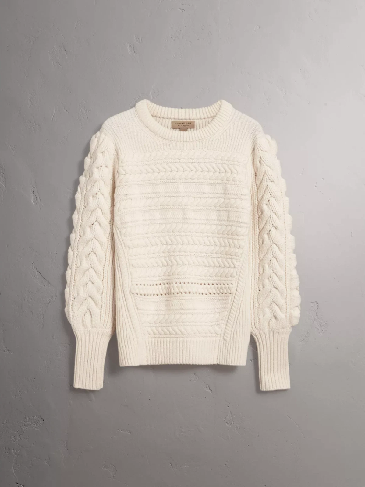 Burberry — $1550 BNWT BURBERRY Chunky Cable Knit Cashmere/Wool Jumper/Sweater Womens Small