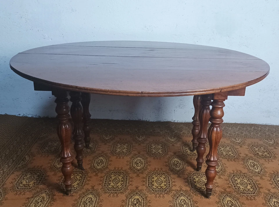 Table Louis Philippe en noyer 6 pieds - Photo 2/4