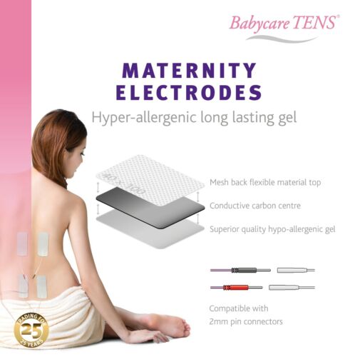 4 électrodes de remplacement Babycare TENS 40 x 100 mm - idéales pour l'accouchement - Photo 1/6