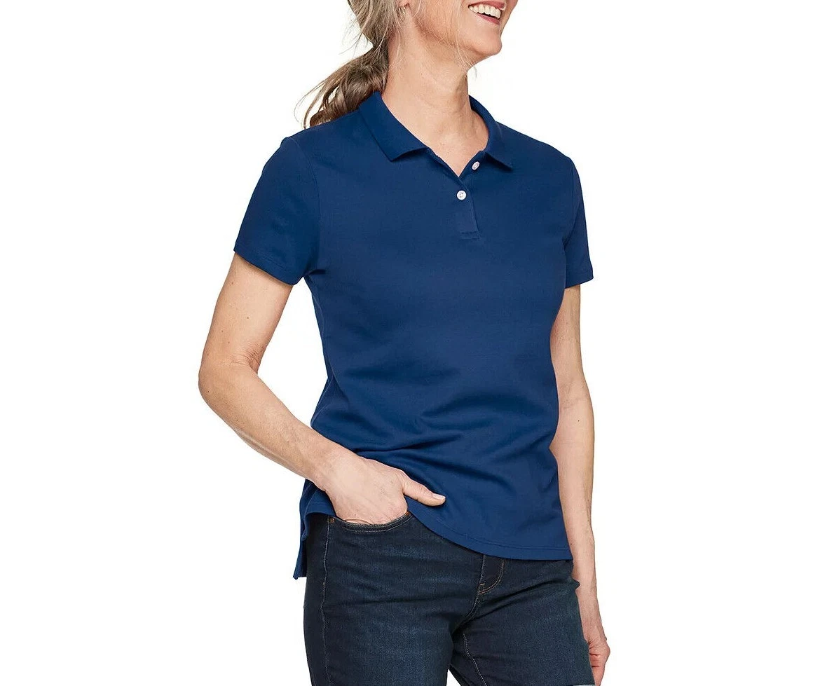 CROFT & BARROW Women's Essential Classic Short Sleeve Pique Polo  Shirt NEW