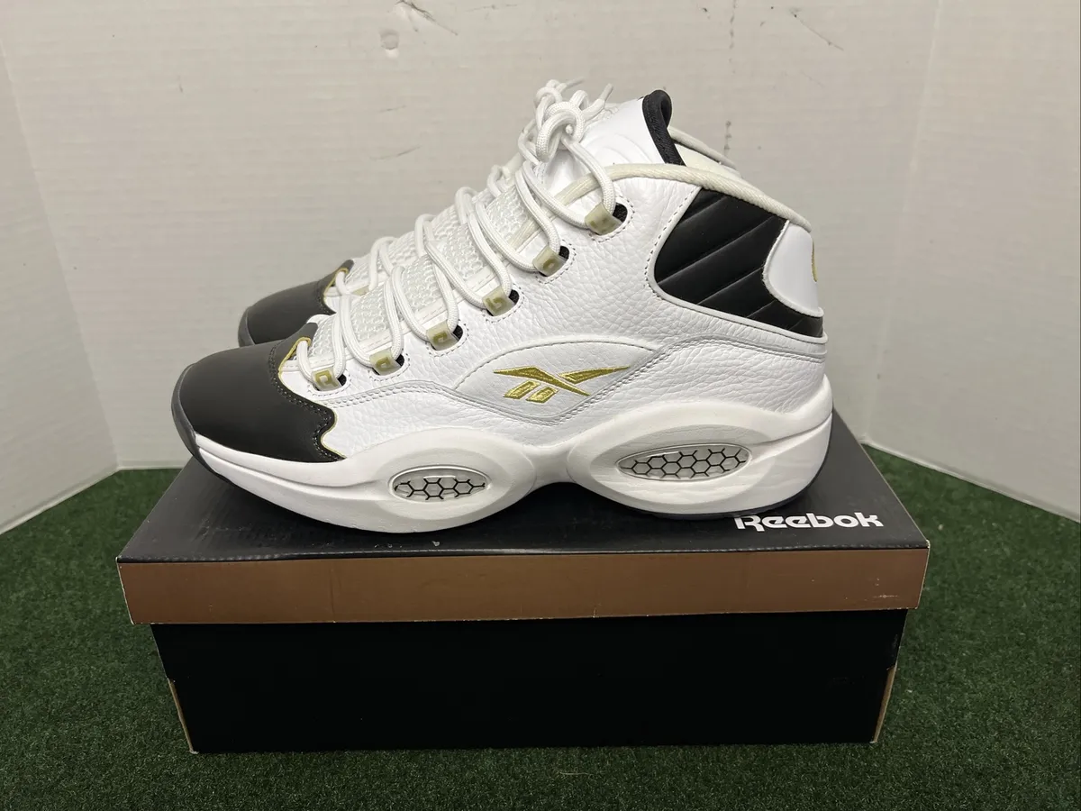Allen Iverson Shoes, reebok-question-mid-nye-black-and-gold-allen-iverson- shoes-old-school