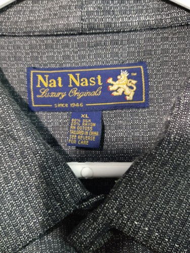Nat Nast Shirt Mens XL Gray Silk Blend Luxury Originals Button Down Long Sleeve - 第 6/8 張圖片