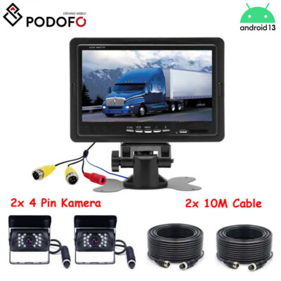 2 x 4Pin 18LED Rückfahrkamera mit 10M Kabel + 7'' Auto Monitor für RV LKW Bus