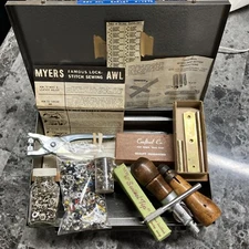 Vintage Myers Lock-Awl Stitch/sewing Kit. Craftool Snap Setter USA!