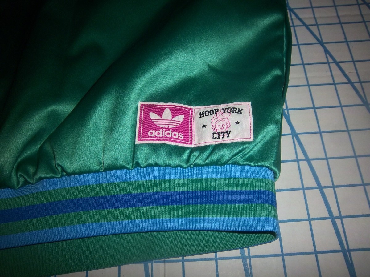 MENS XL ADIDAS GREEN/BLUE HOOP YORK CITY SWEAT JACKET - NWT