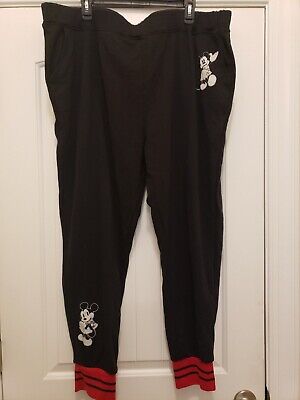 Disney Sweatpants Women 2X Plus Black Red Mickey Minnie Mouse Loungewear  XXL 2XL 
