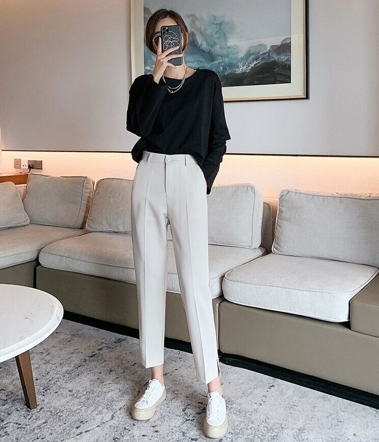 ankle dress pants Petite Pull-On Black with Pockets Sakmal Black Summer Pants for
