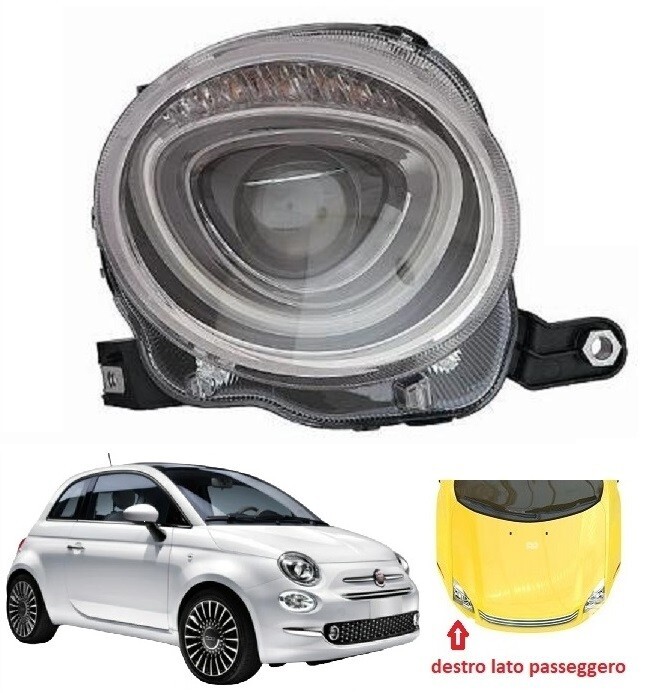 FARO FANALE PROIETTORE DX H7 FIAT 500 DAL 2015 IN POI NUOVO spedizione gratis