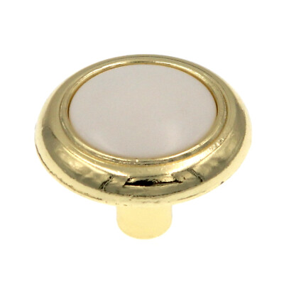 10 Pack Amerock Allison Polished Brass Off White 1 1/4'' Cabinet Knob 244WPB