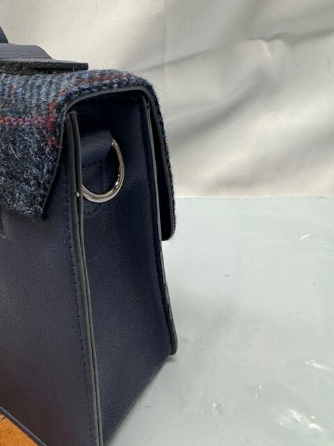 Bolso de Mano Islander Mediano Cartera con Harris Tweed-Azul Marino Sobre Cuadros *Nuevo-Sin Correa Foto 2 de 4