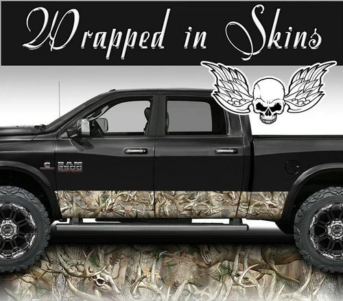 Rocker Wrap Vinyl Decal Truck Wrap Deer Buck Skull Camo MATTE Camouflage #06 13'