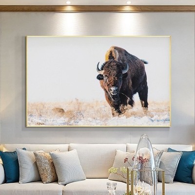 Bison Wildlife Canvas Wall Art Poster Canvas Painting Landscape Animal Pictures