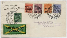 Brasilien 1930 Condor MiF C 12-15 Satz Brief Porto Alegre Frankreich / 1270