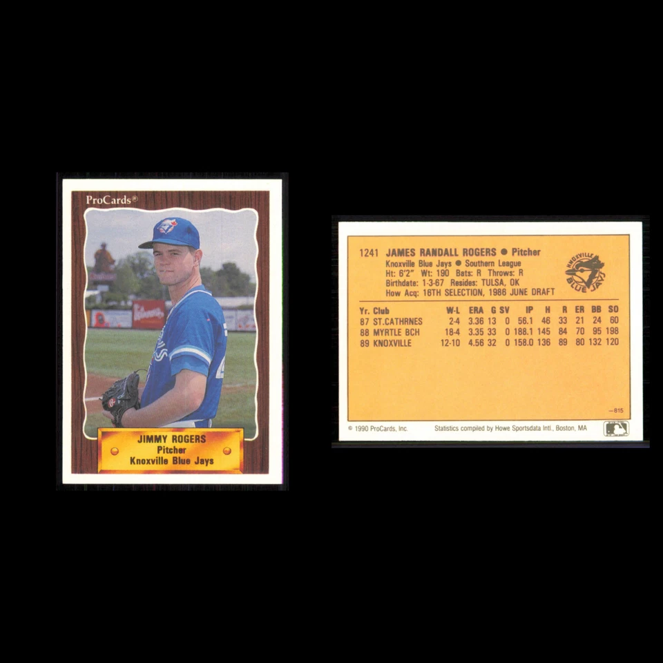 Jimmy Rogers #1241 1990 ProCards Knoxville Blue Jays Baseball Card MLB NM - Image 3 of 3