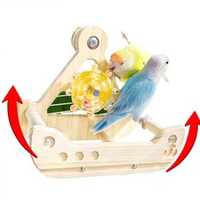 Bird Perch Toy Wooden Exercise Wheel Intelligence Puzzle Interactive Parakeet
